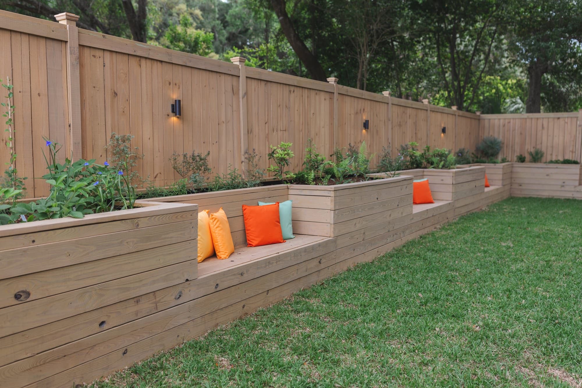 Raised planter beds in the ranch garden